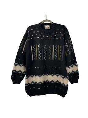 The Alpaca Connection Sweater Pullover XL Geometric Nordic Boho 100% Alpaca Peru
